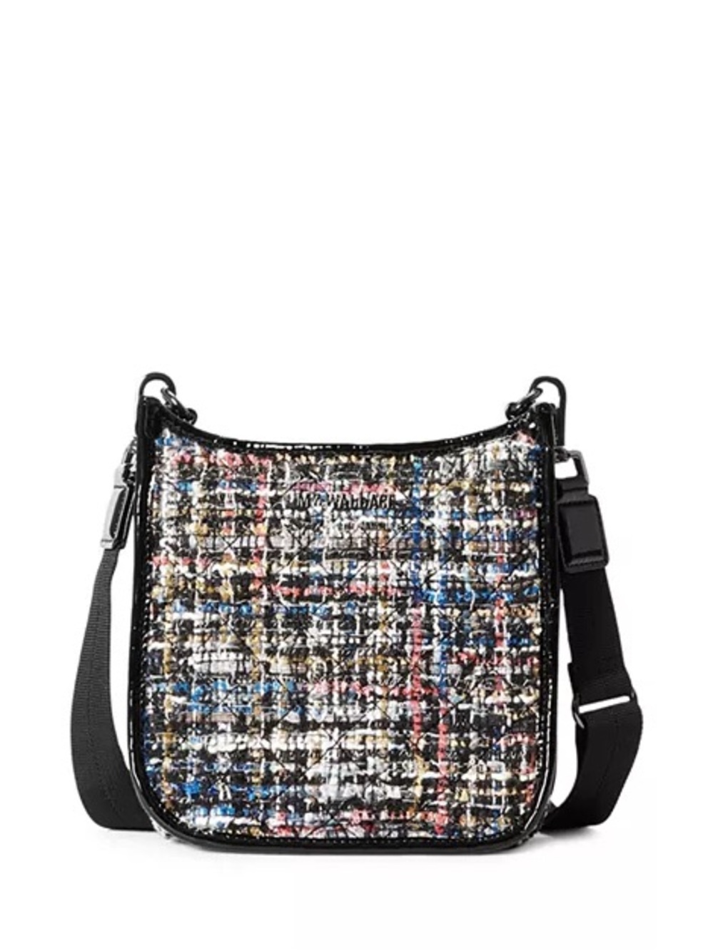 MZ Wallace Multicolor Tweed Crossbody Bag with Black Trim